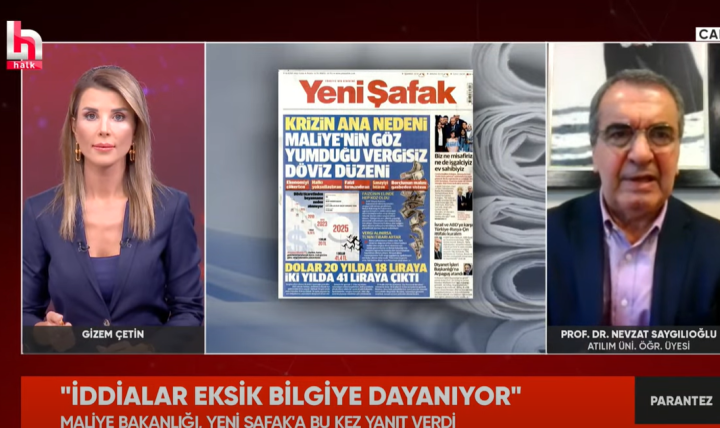 Bölüm Başkanımız Prof. Dr. Nevzat Saygılıoğlu, 19 Eylül 2025 cuma günü saat 16.15'de HALK TV'de Gizem Çetin'in sunduğu programa katıldı.